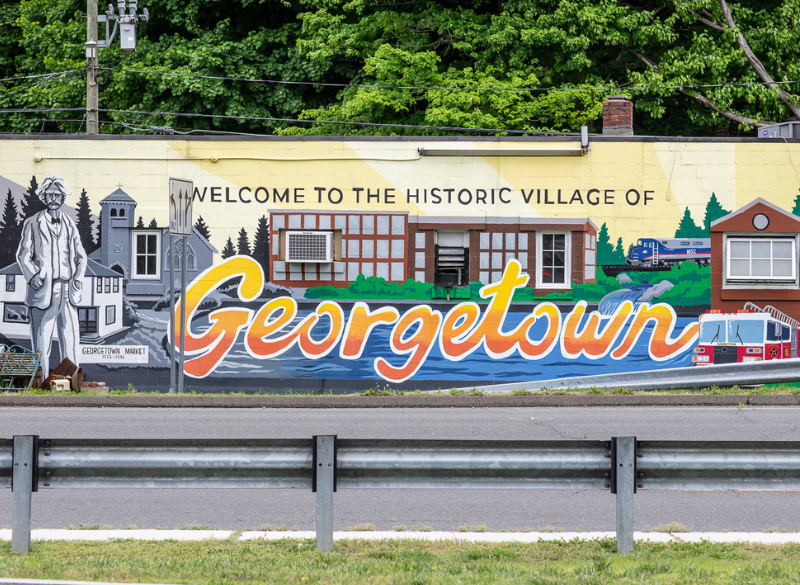 Georgetown mural across the street from The Granite